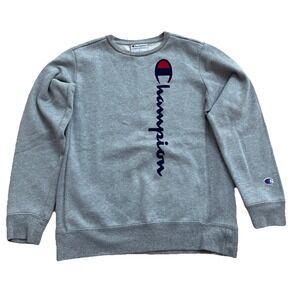 Champion Sweatshirt Crew Neck Gray Junior Size Large